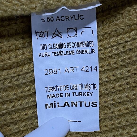 Cardigan Sweater Women Small Mustard Yellow Distressed Wool Bear This Is Not Toy - Picture 5 of 9